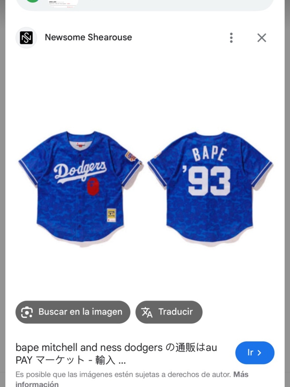 Mitchell & Ness Dodgers Blue Short Sleeve Baseball Jersey size M New w/tags